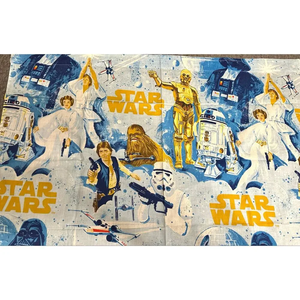 4 VINTAGE STAR WARS FABRIC VALANCES  3 at 38x28,1 at 79 x 29